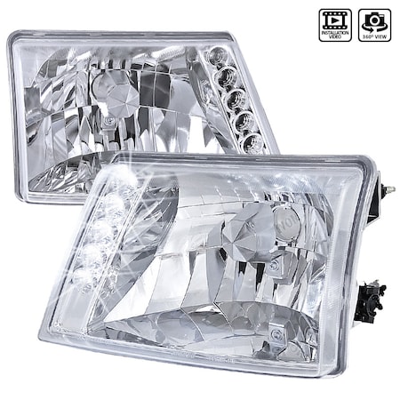 Spec-D Tuning 98-00 Ford Ranger Crystal Housing Headlights Chrome LH-RAN98-TM